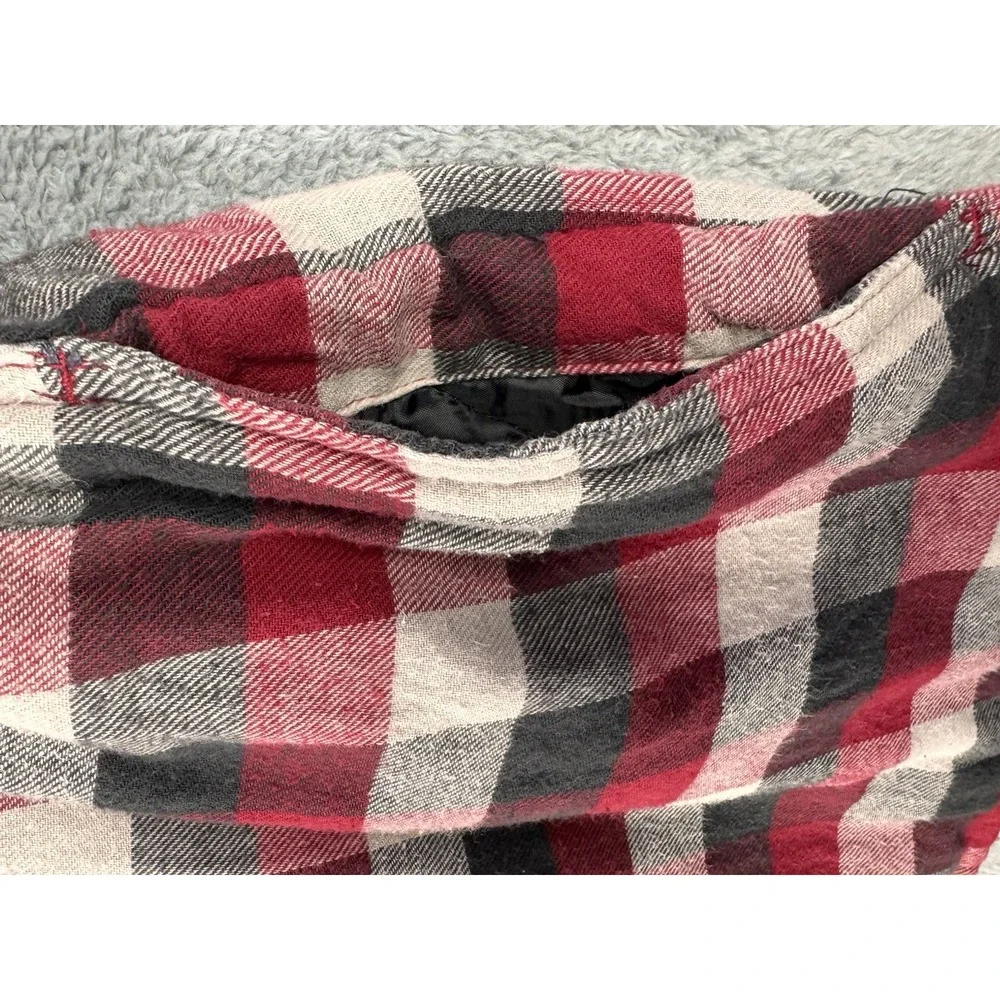 Wrangler Quilted Lined Shacket Men L Red Buffalo Plaid‎ Workwear Hooded